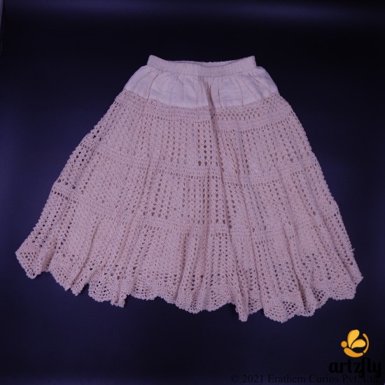 Ivory Crochet Cotton Skirt 20 Inches For Kids