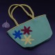Green Hand bag with Top Handle and Knitted Flowers Green Hand bag with Top Handle and Knitted Flowers