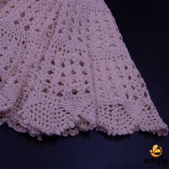 Ivory Crochet Cotton Skirt 12 Inches For Kids