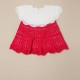 Pink Crochet Cotton Flared Cap Frock Dress