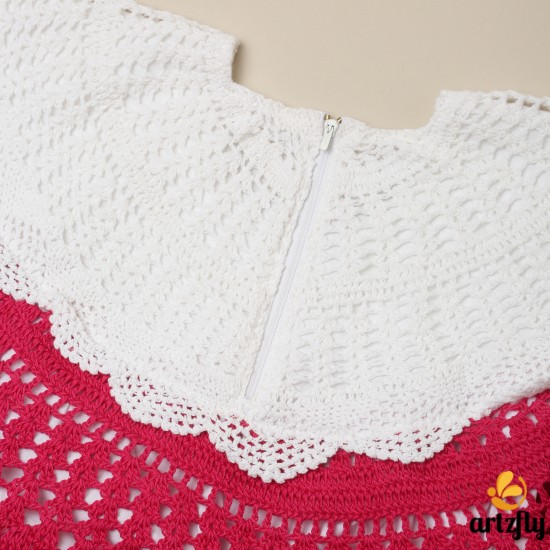 Pink Crochet Cotton Cap Frock