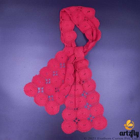 Crochet Maroon Cotton Scarf/Stole