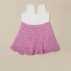 Cotton Crochet Sleeveless White and Pink 19 Inches Frock