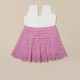 Cotton Crochet Sleeveless White and Pink 22 Inches Frock