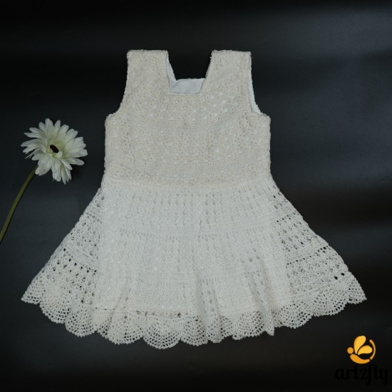 Ivory White Cotton Crochet Frock Ivory White Cotton Crochet Frock