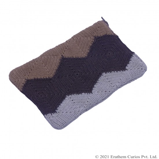 Multi Colour Crochet Cotton Wallet With Zipper