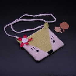 Crochet Cotton Animal Face Zipper Sling Bag For Kids Crochet Cotton Animal Face Zipper Sling Bag For Kids