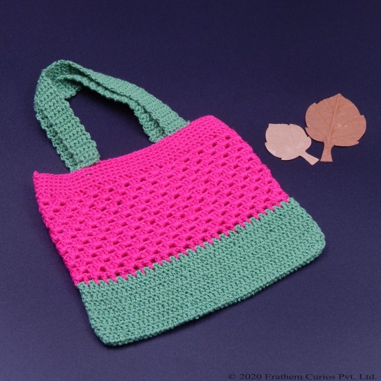 Shiroli Handmade Designer Vibrant Crochet Bag With Frills