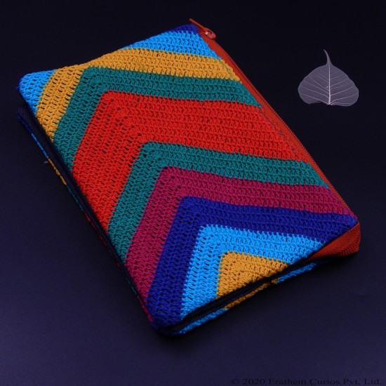 Cotton Crochet Multi Colour Women's Wallet With Zipper