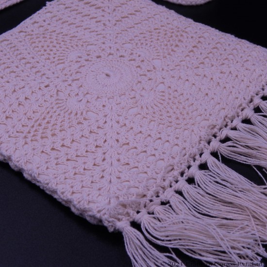 Cotton Crochet Sling Bag With Fringes