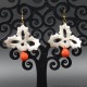 Cotton Crochet White and Orange Lightweight Drop Earring