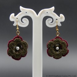 Lightweight Cotton Crochet Beaded Floral Drop Earring Lightweight Cotton Crochet Beaded Floral Drop Earring