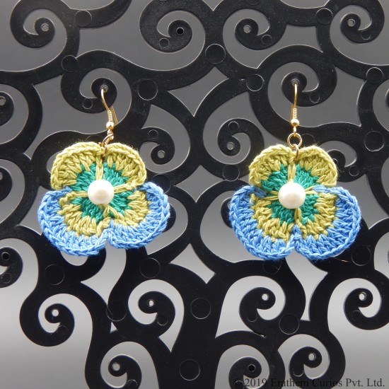 Cotton Crochet Lightweight Butterfly Floral Drop Earring