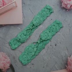 Flower Head Band with Elastic-Aquamarine Flower Head Band with Elastic-Aquamarine