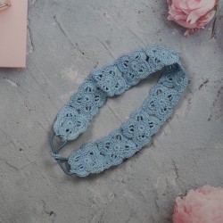 Flower Head Band with Elastic-BabyBlue Flower Head Band with Elastic-BabyBlue