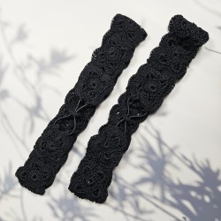 Flower Head Band with Elastic-Black Flower Head Band with Elastic-Black