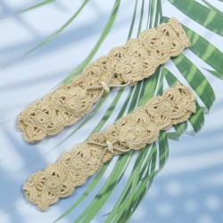 Flower Head Band with Elastic - Cream Flower Head Band with Elastic - Cream
