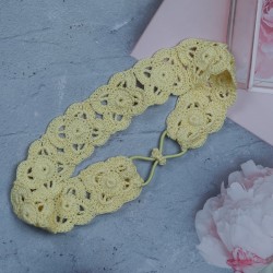 Flower Head Band with Elastic - Cream Flower Head Band with Elastic - Cream