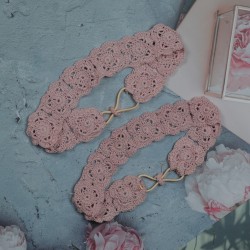 Flower Head Band with Elastic-PastelPink Flower Head Band with Elastic-PastelPink