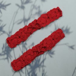 Flower Head Band with Elastic-Red Flower Head Band with Elastic-Red