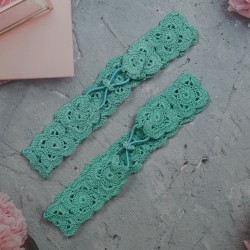 Flower Head Band with Elastic-Turquoise Flower Head Band with Elastic-Turquoise