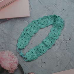 Flower Head Band with Elastic-Turquoise Flower Head Band with Elastic-Turquoise