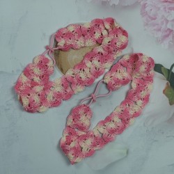 Flower Head Band with Elastic Dual Shade-Pink Flower Head Band with Elastic Dual Shade-Pink