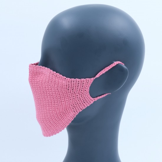 Pink Reusable Cotton Crochet Face Mask With Lining