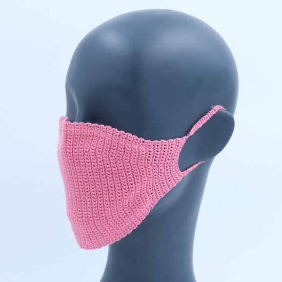 Pink Reusable Cotton Crochet Face Mask With Lining