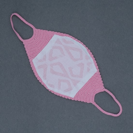 Pink Reusable Cotton Crochet Face Mask With Lining
