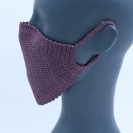 Purple Reusable Crochet Cotton Face Mask With Lining
