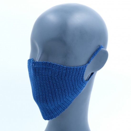 Blue Reusable Cotton Crochet Face Mask With Lining