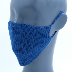 Blue Reusable Cotton Crochet Face Mask With Lining