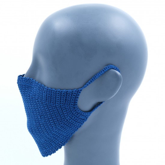 Blue Reusable Cotton Crochet Face Mask With Lining