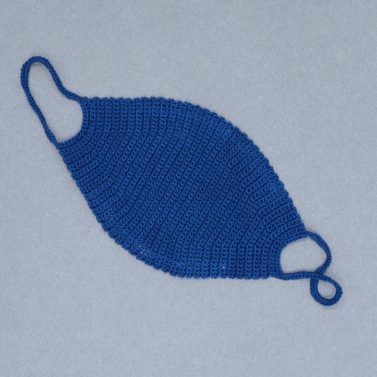 Blue Reusable Cotton Crochet Face Mask With Lining