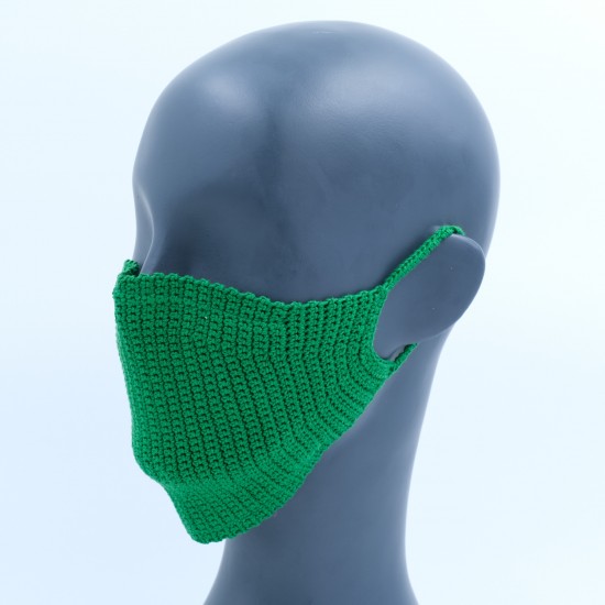 Dark Green Reusable Cotton Crochet Face Mask With Lining