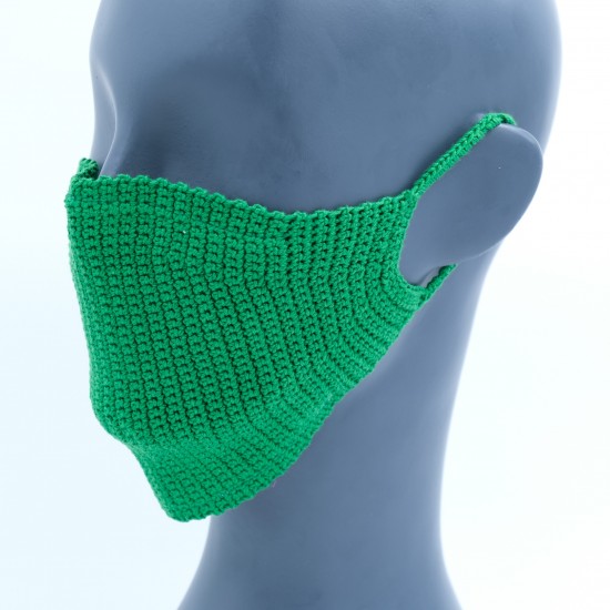 Dark Green Reusable Cotton Crochet Face Mask With Lining