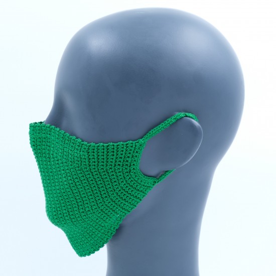 Dark Green Reusable Cotton Crochet Face Mask With Lining