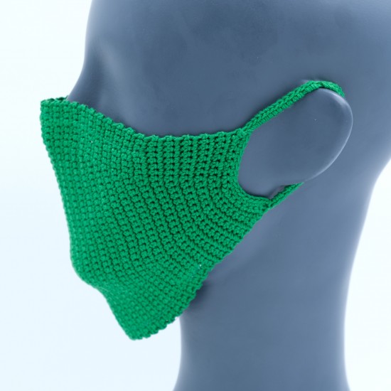 Dark Green Reusable Cotton Crochet Face Mask With Lining