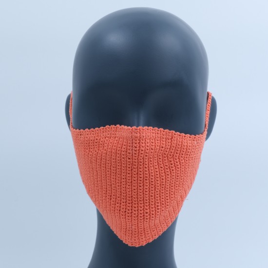 Orange Reusable Crochet Cotton Face Mask With Lining