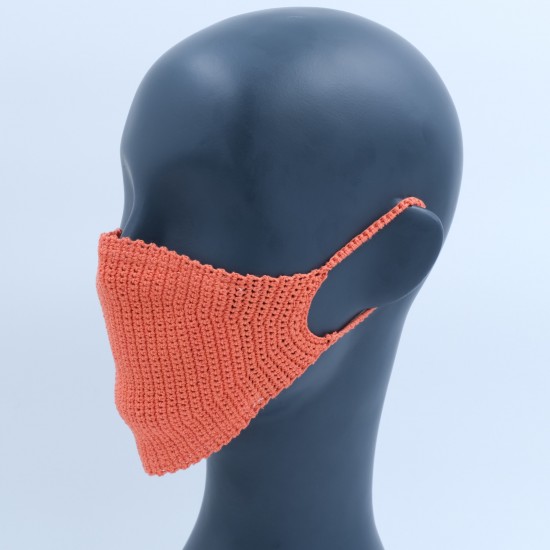 Orange Reusable Crochet Cotton Face Mask With Lining