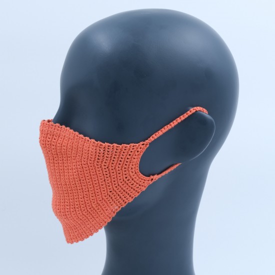 Orange Reusable Crochet Cotton Face Mask With Lining