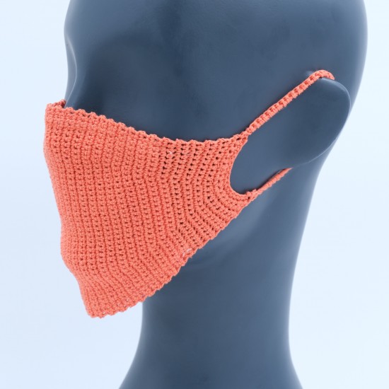 Orange Reusable Crochet Cotton Face Mask With Lining