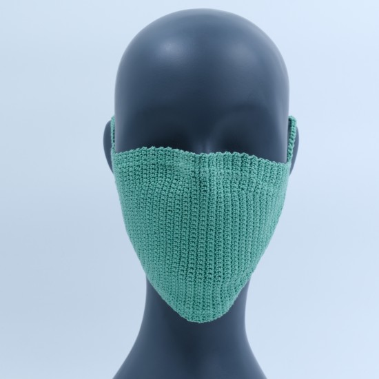 Light Green Reusable Crochet Cotton Face Mask With Lining