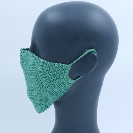 Light Green Reusable Crochet Cotton Face Mask With Lining