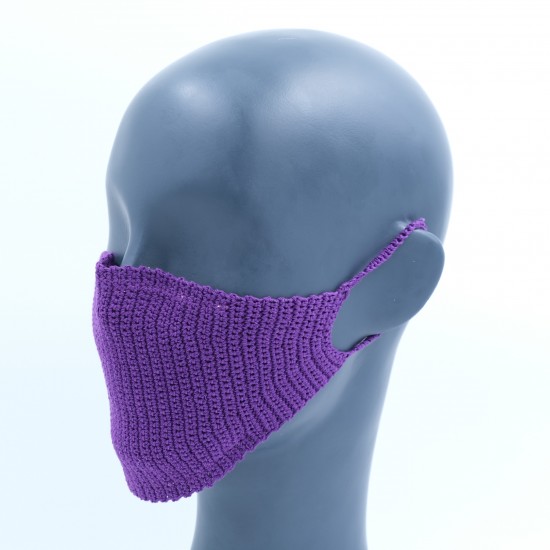 Purple Reusable Cotton Crochet Face Mask With Lining