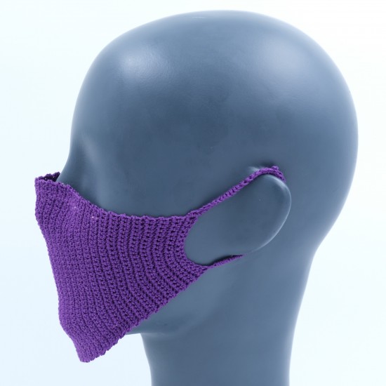 Purple Reusable Cotton Crochet Face Mask With Lining