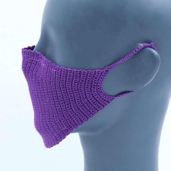 Purple Reusable Cotton Crochet Face Mask With Lining