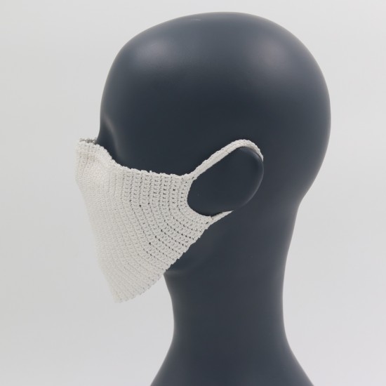 White Reusable Crochet Cotton Face Mask With Lining