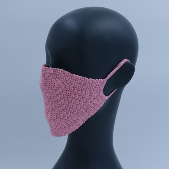 Pink Reusable Crochet Cotton Face Mask With Lining